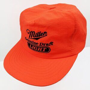 Miller Draft Beer Vintage Snapback Hat Lightweight Thin Bright Orange NWOT